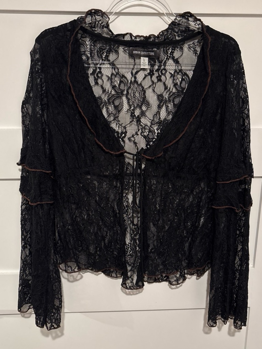 Lace Whimsigoth Fairy Black Urban Outfitters Tie Front Cardigan